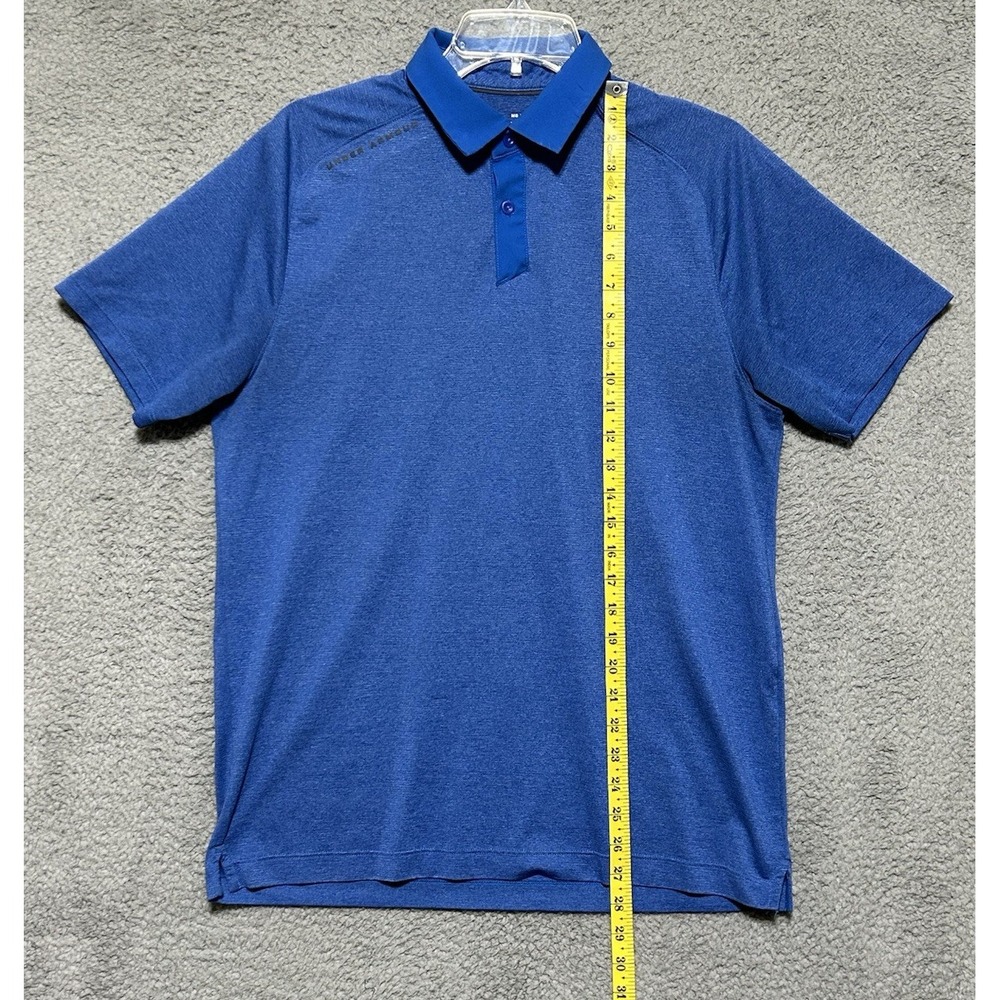 Under Armour HeatGear Blue‎ Heather Tech Golf Polo Shirt Mens Medium UA - Picture 6 of 11